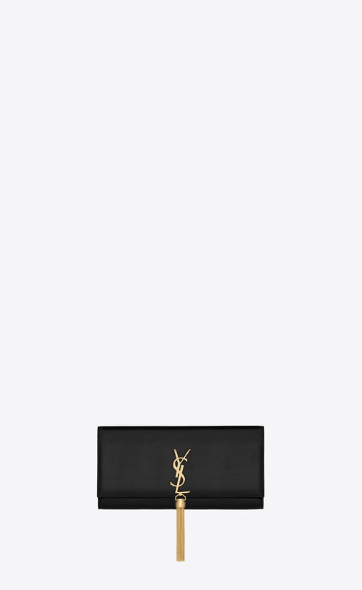 kate tassel clutch nera in pelle